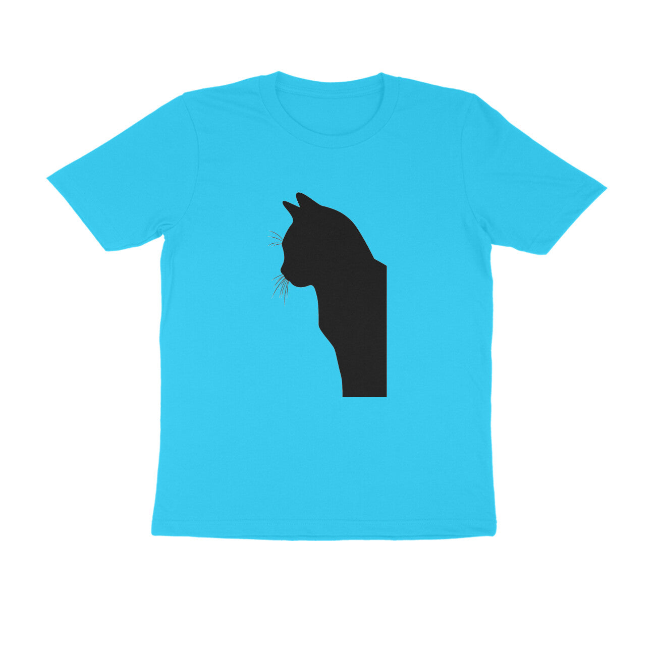 Sky Blue Minimalist Cat Line Art Tee Men's Tshirt Tshirt