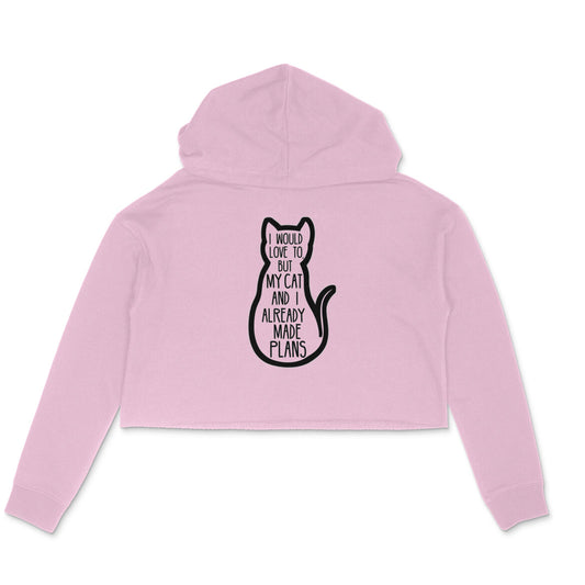 Light Pink "My Cat And I Made Plans" Women's Crop Hoodie Hoodies
