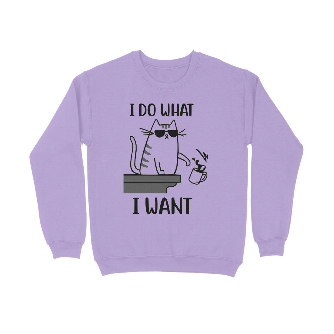 Iris Lavender "I Do What I Want" Men's Funny Cat Sweatshirt Men's Sweatshirts