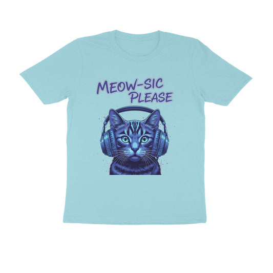 Surf Blue Meow-Sic Please Neon Cat DJ | Electric Blue Cyberpunk Kitten with Headphones Tshirt