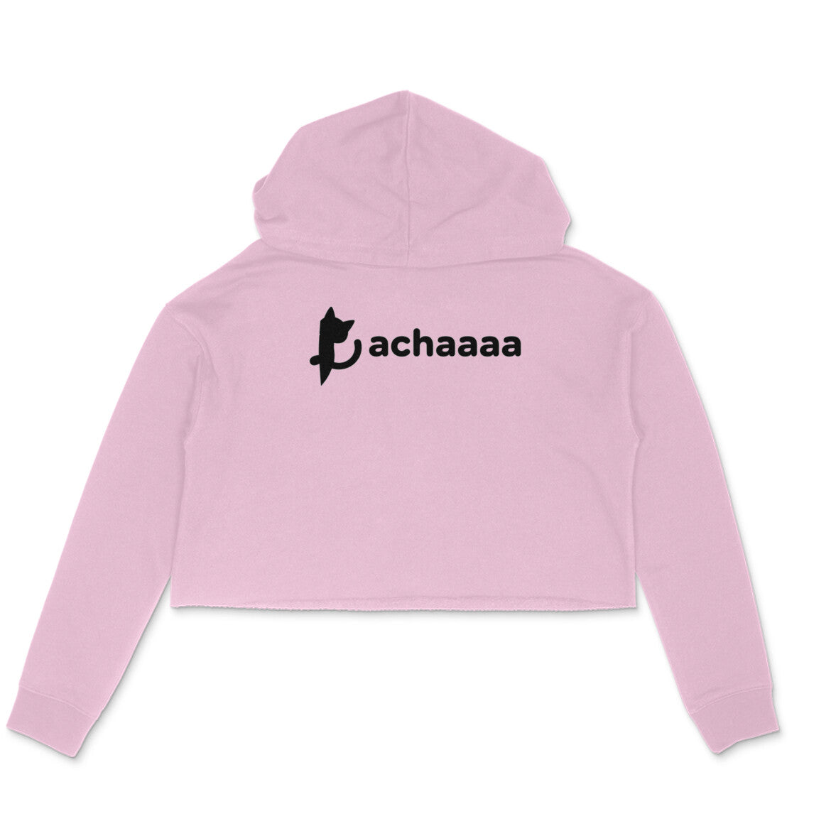 Light Pink Achaaaa Minimalist Cat Logo Women's Crop Hoodie | Aesthetic Pet Mom Sweatshirt Hoodies