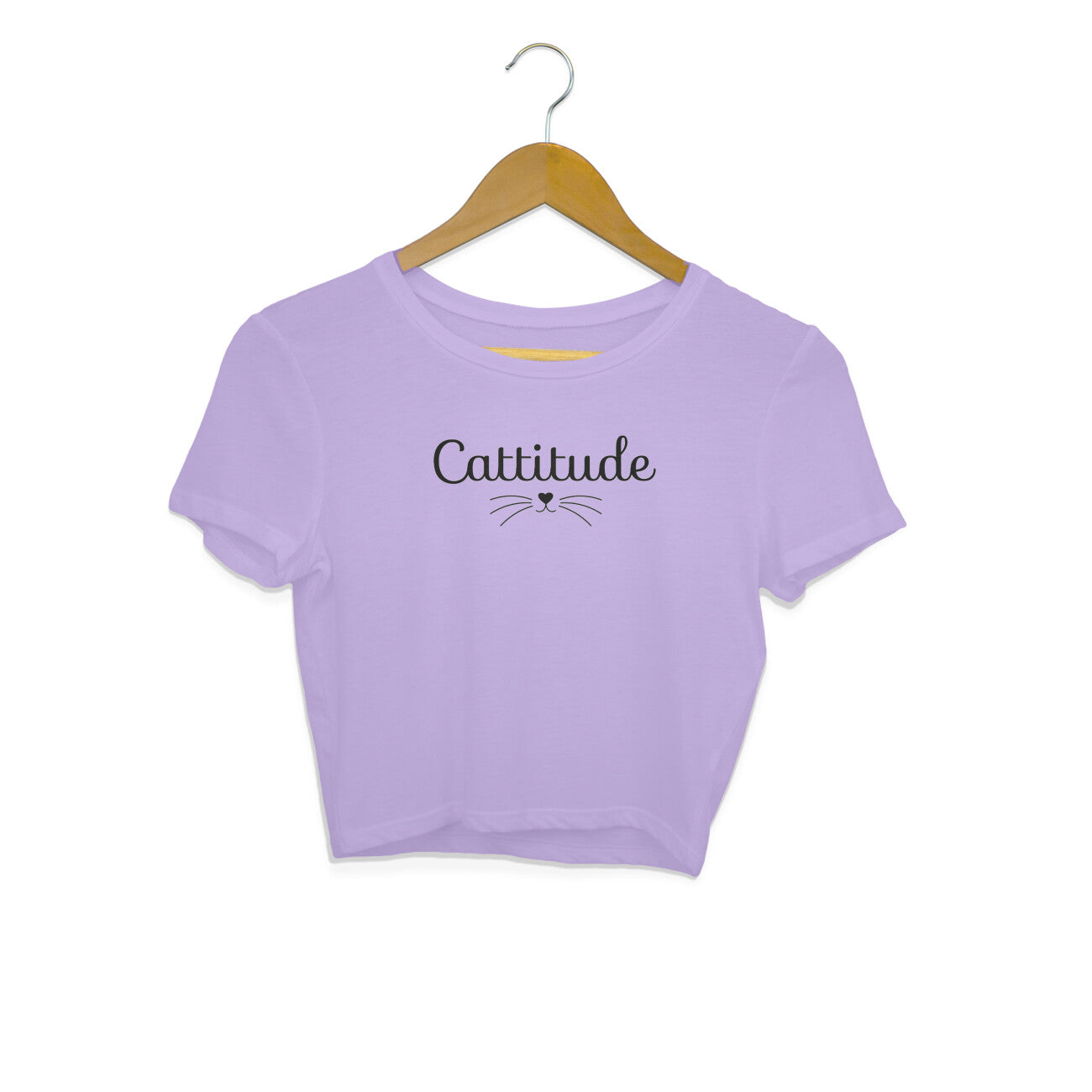 Iris Lavender Cattitude Heart Nose Minimalist Women's Crop Top for Cat Moms Crop Top