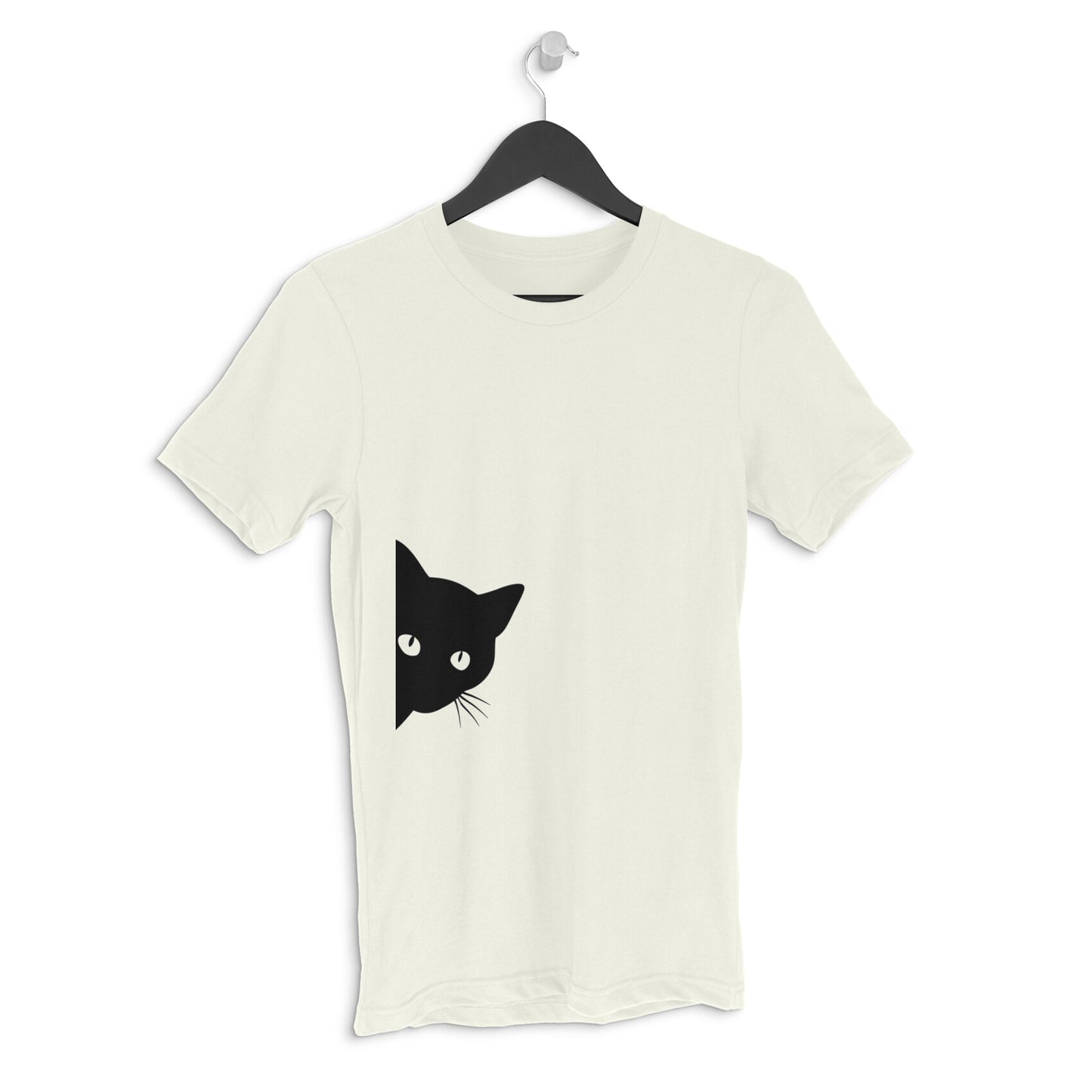 Ivory Peeking Black Cat Silhouette Men's Half Sleeve TShirt | Curious Minimalist Graphic Tee Tshirt