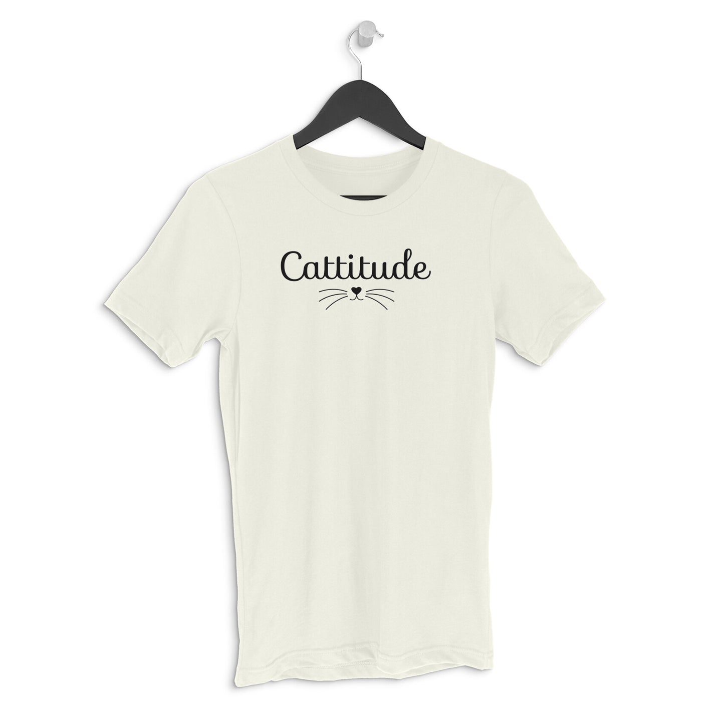 Ivory Cattitude Minimalist Typography Funny Cat Whiskers Men's Half Sleeve T-Shirt Tshirt