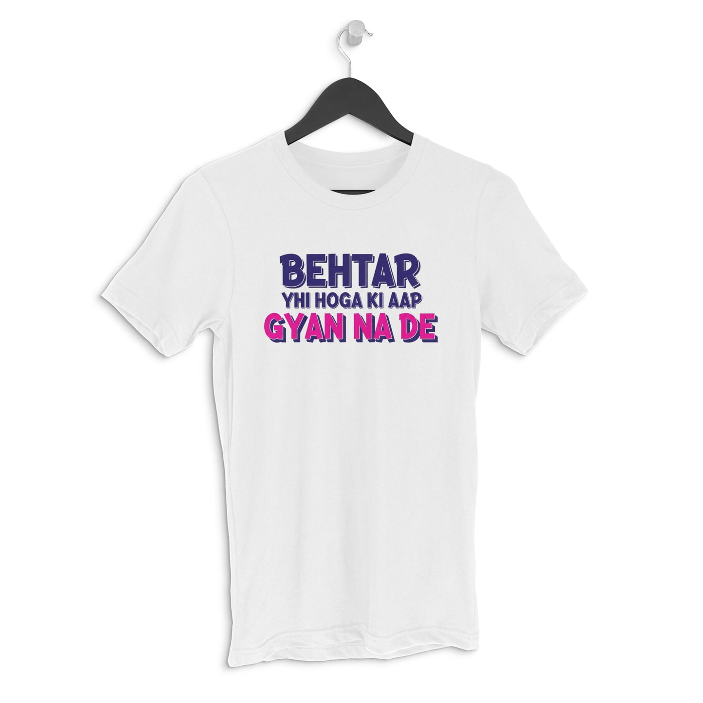 White AAP GYAN NA DE 100% Cotton Slim Fit Casual Tshirt