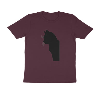 Burgundy Minimalist Cat Line Art Tee Men's Tshirt Tshirt