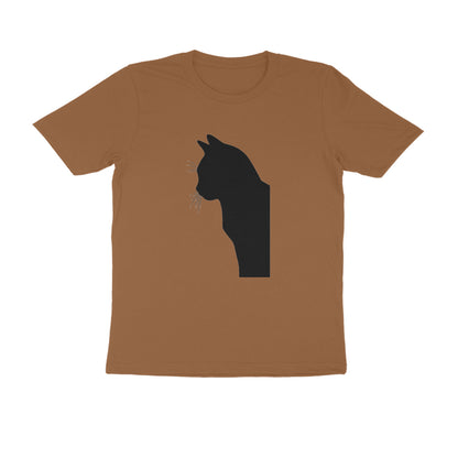 Chocolate Brown Minimalist Cat Line Art Tee Men's Tshirt Tshirt