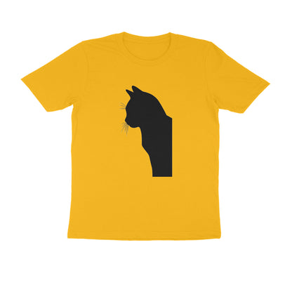 Golden Yellow Minimalist Cat Line Art Tee Men's Tshirt Tshirt