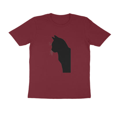 Maroon Minimalist Cat Line Art Tee Men's Tshirt Tshirt
