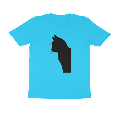Sky Blue Minimalist Cat Line Art Tee Men's Tshirt Tshirt