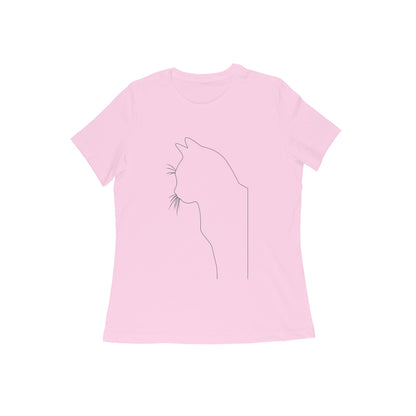 Light Pink Minimalist Cat Line Art Tee Tshirt