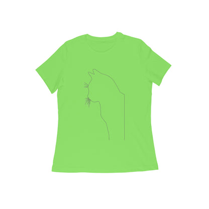 Liril Green Minimalist Cat Line Art Tee Tshirt