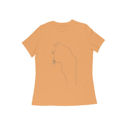 Mustard Yellow Minimalist Cat Line Art Tee Tshirt
