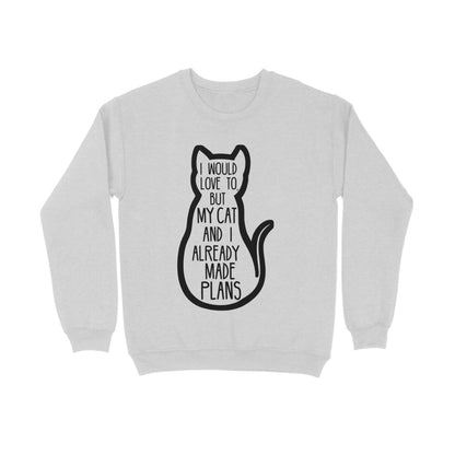 Melange Grey "My Cat And I Made Plans" Funny Introvert Sweatshirt Men's Sweatshirts