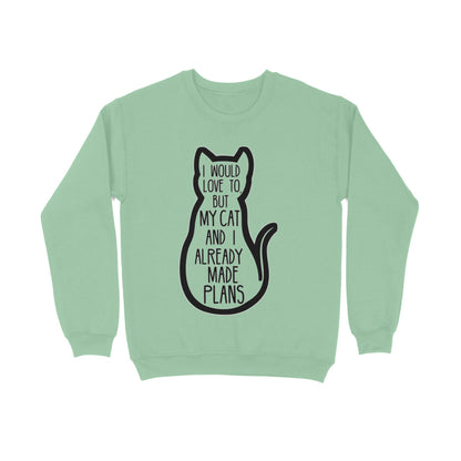 Mint Green "My Cat And I Made Plans" Funny Introvert Sweatshirt Men's Sweatshirts