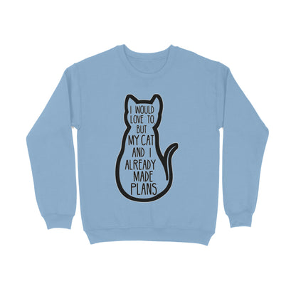 Baby Blue "My Cat And I Made Plans" Funny Introvert Sweatshirt Men's Sweatshirts