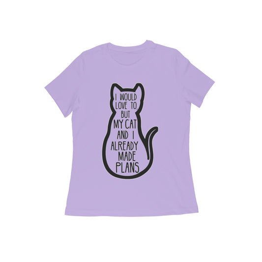 Iris Lavender "My Cat And I Made Plans" Women's Graphic T-Shirt Tshirt