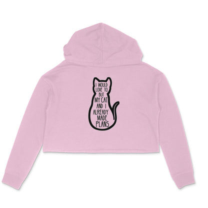 Light Pink "My Cat And I Made Plans" Women's Crop Hoodie Hoodies