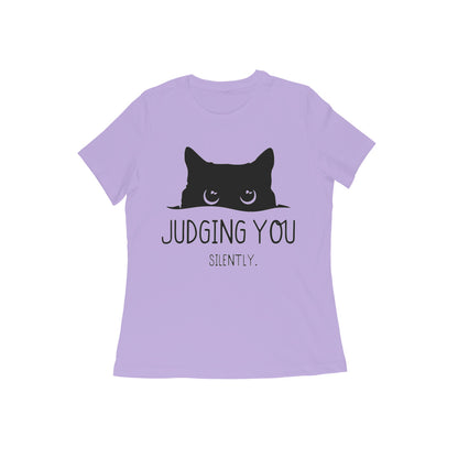 Iris Lavender "Judging You Silently" Peeking Cat Tshirt