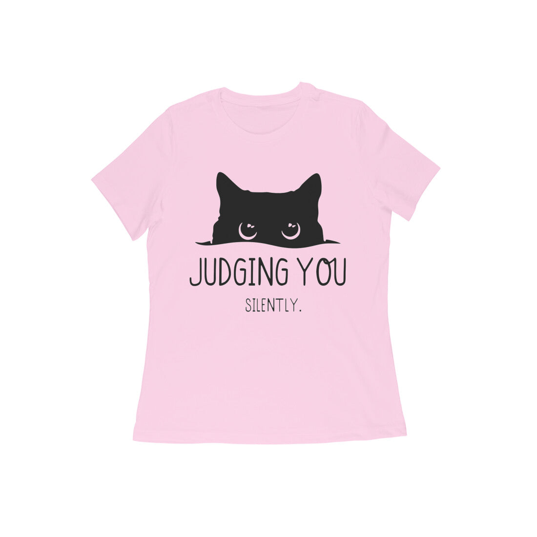 Light Pink "Judging You Silently" Peeking Cat Tshirt