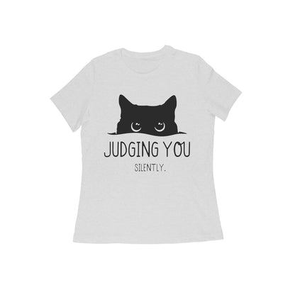 Melange Grey "Judging You Silently" Peeking Cat Tshirt