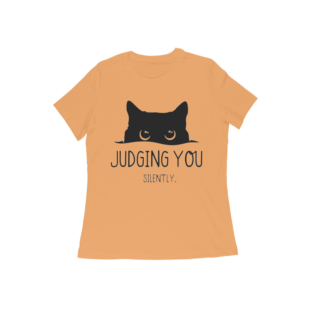 Mustard Yellow "Judging You Silently" Peeking Cat Tshirt