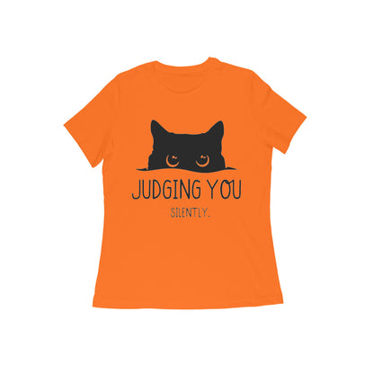 Orange "Judging You Silently" Peeking Cat Tshirt