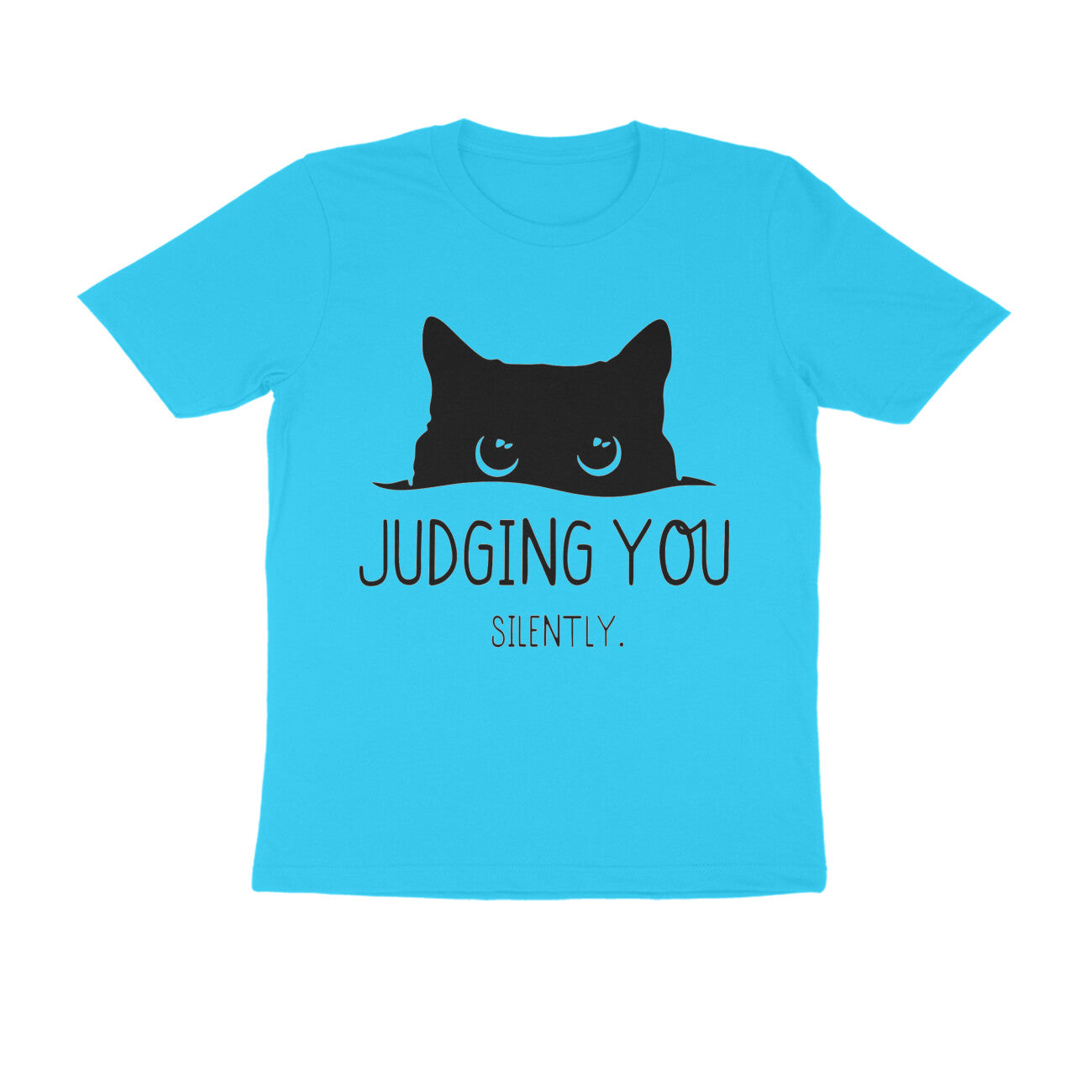 Sky Blue "Judging You Silently" Men's Cat T-Shirt Tshirt