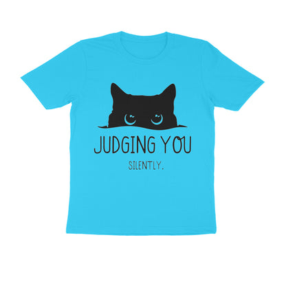 Sky Blue "Judging You Silently" Men's Cat T-Shirt Tshirt