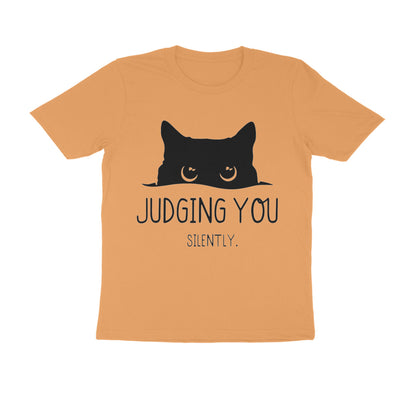 Mustard Yellow "Judging You Silently" Men's Cat T-Shirt Tshirt