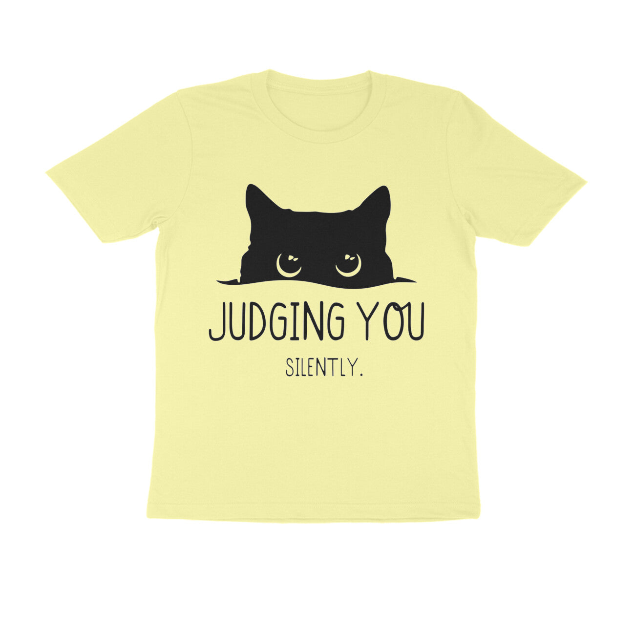 Butter Yellow "Judging You Silently" Men's Cat T-Shirt Tshirt