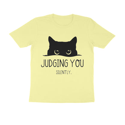 Butter Yellow "Judging You Silently" Men's Cat T-Shirt Tshirt
