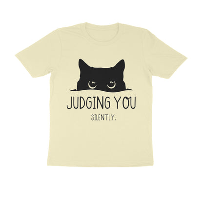 Almond "Judging You Silently" Men's Cat T-Shirt Tshirt