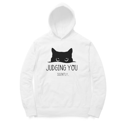 White "Judging You Silently" Men's Hoodie Hoodies