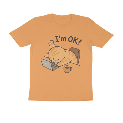Mustard Yellow "I'm Ok" Funny Work Cat Men's T-Shirt Tshirt