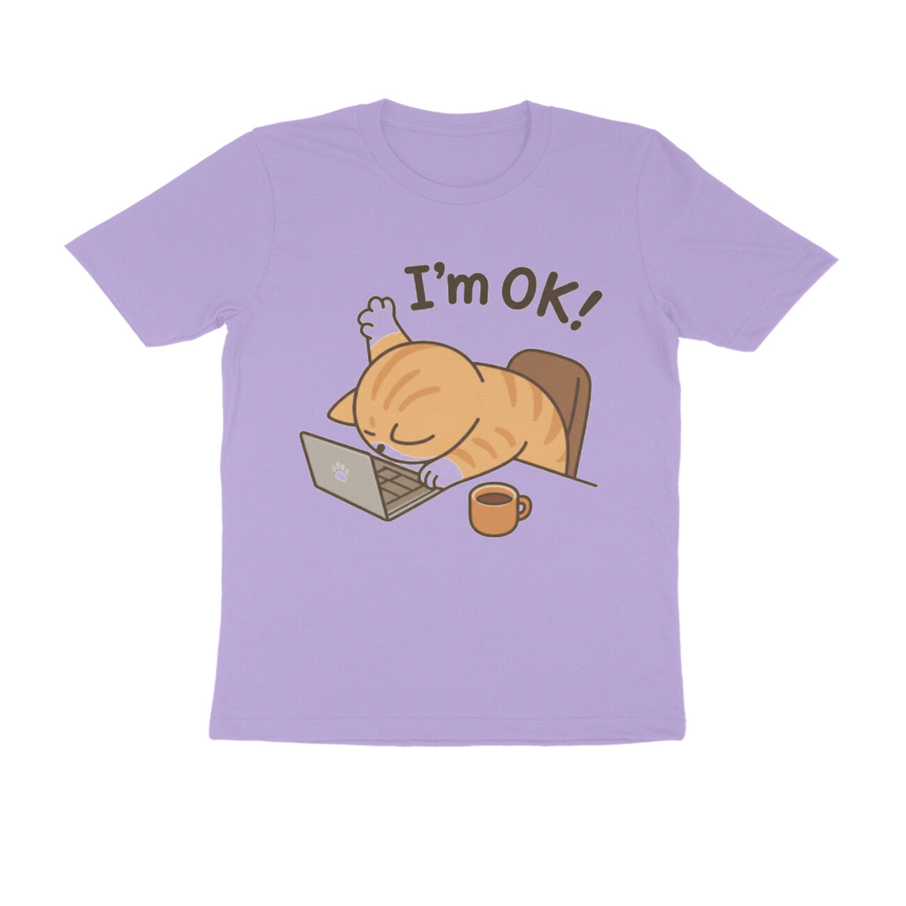 Iris Lavender "I'm Ok" Funny Work Cat Men's T-Shirt Tshirt