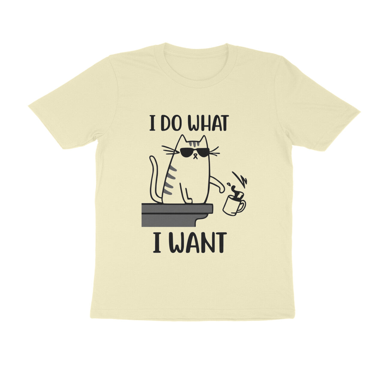Almond "I Do What I Want" Funny Cat Men's T-Shirt Tshirt