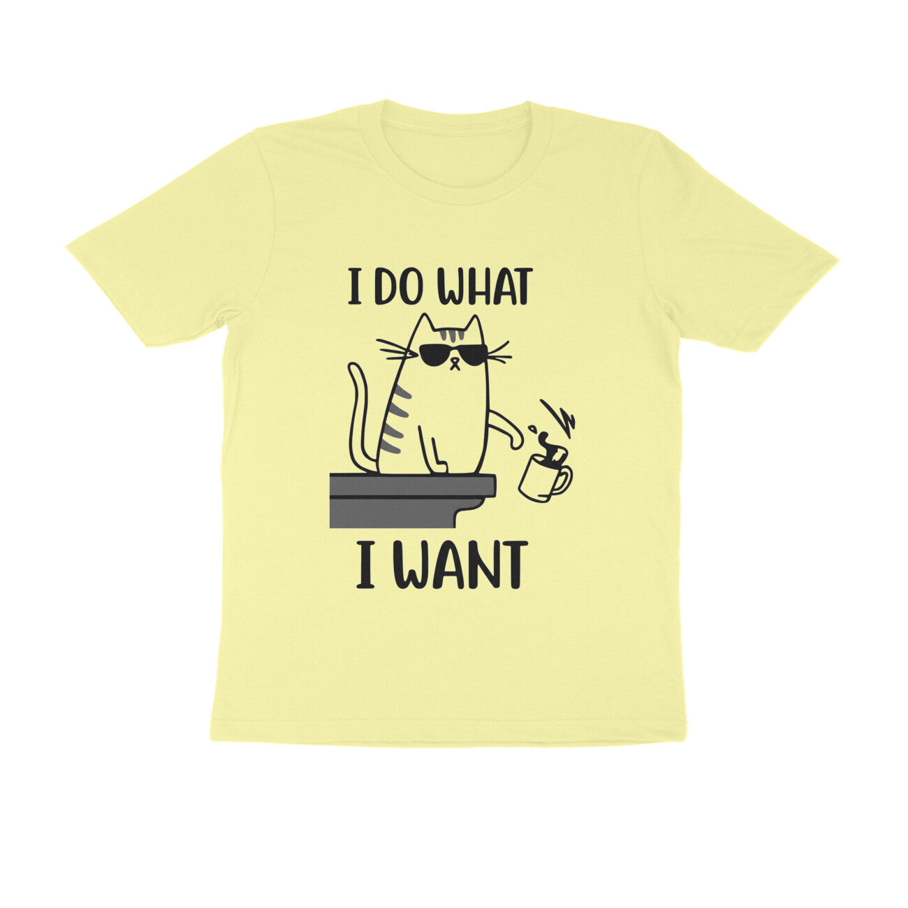 Butter Yellow "I Do What I Want" Funny Cat Men's T-Shirt Tshirt