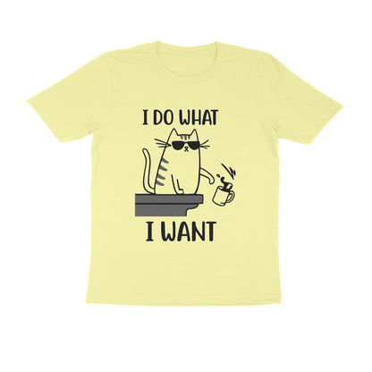 Butter Yellow "I Do What I Want" Funny Cat Men's T-Shirt Tshirt