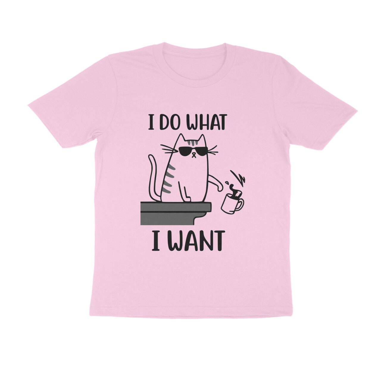 Light Pink "I Do What I Want" Funny Cat Men's T-Shirt Tshirt