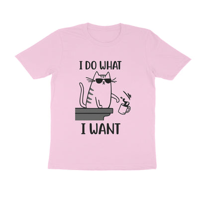 Light Pink "I Do What I Want" Funny Cat Men's T-Shirt Tshirt
