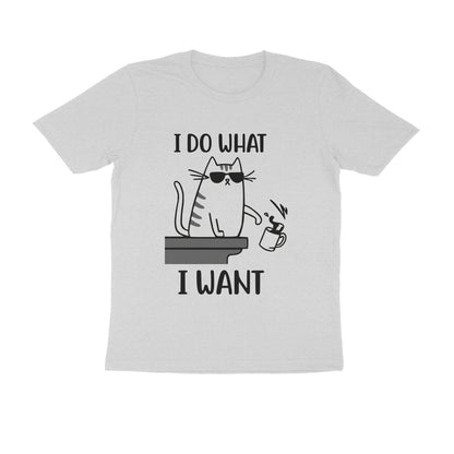 Melange Grey "I Do What I Want" Funny Cat Men's T-Shirt Tshirt