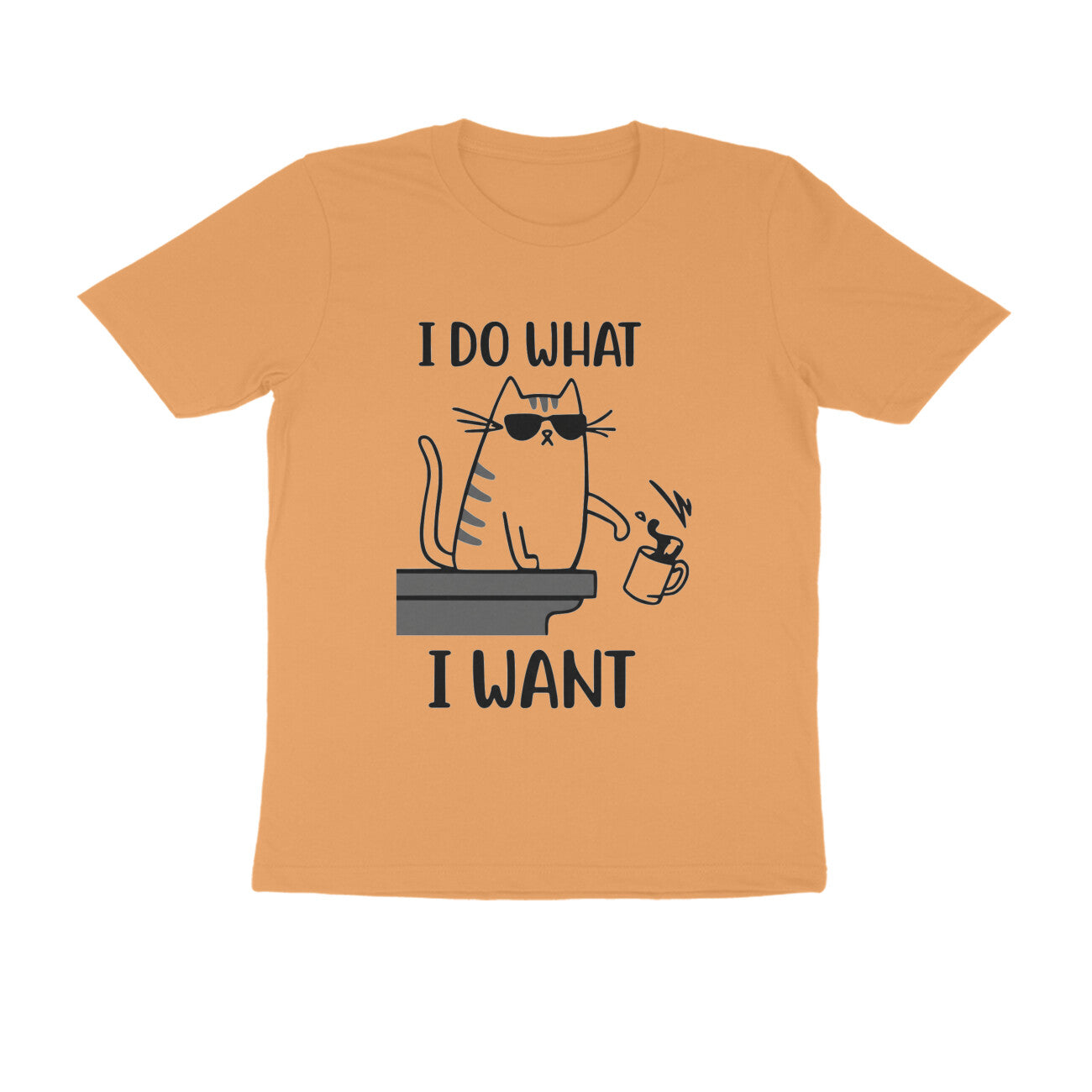Mustard Yellow "I Do What I Want" Funny Cat Men's T-Shirt Tshirt