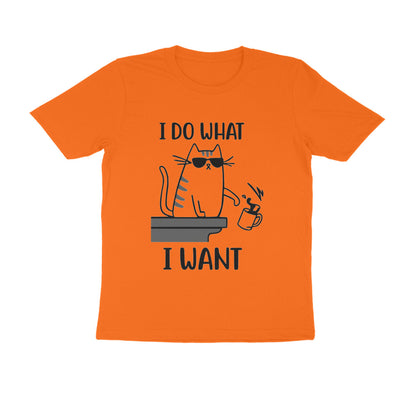 Orange "I Do What I Want" Funny Cat Men's T-Shirt Tshirt