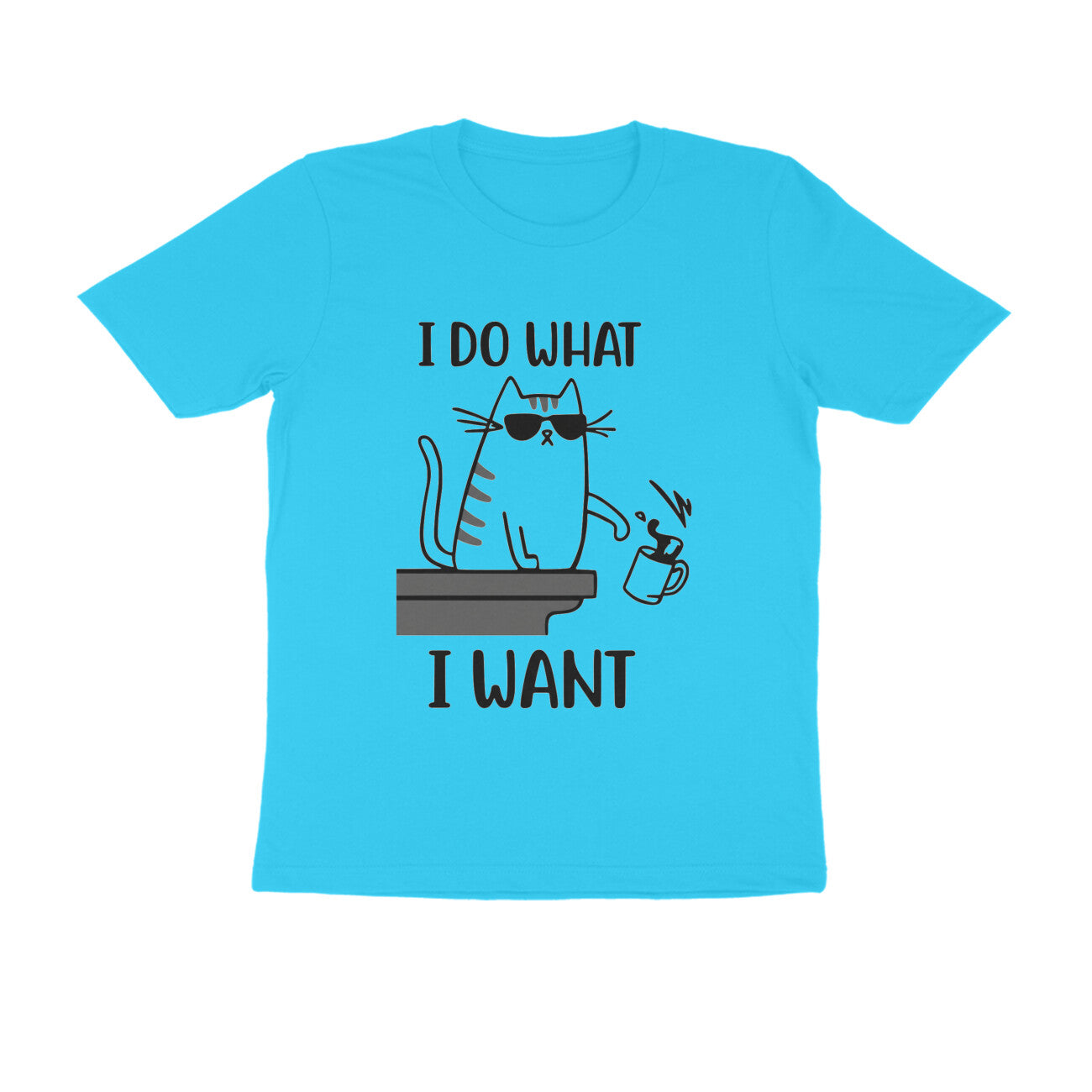 Sky Blue "I Do What I Want" Funny Cat Men's T-Shirt Tshirt
