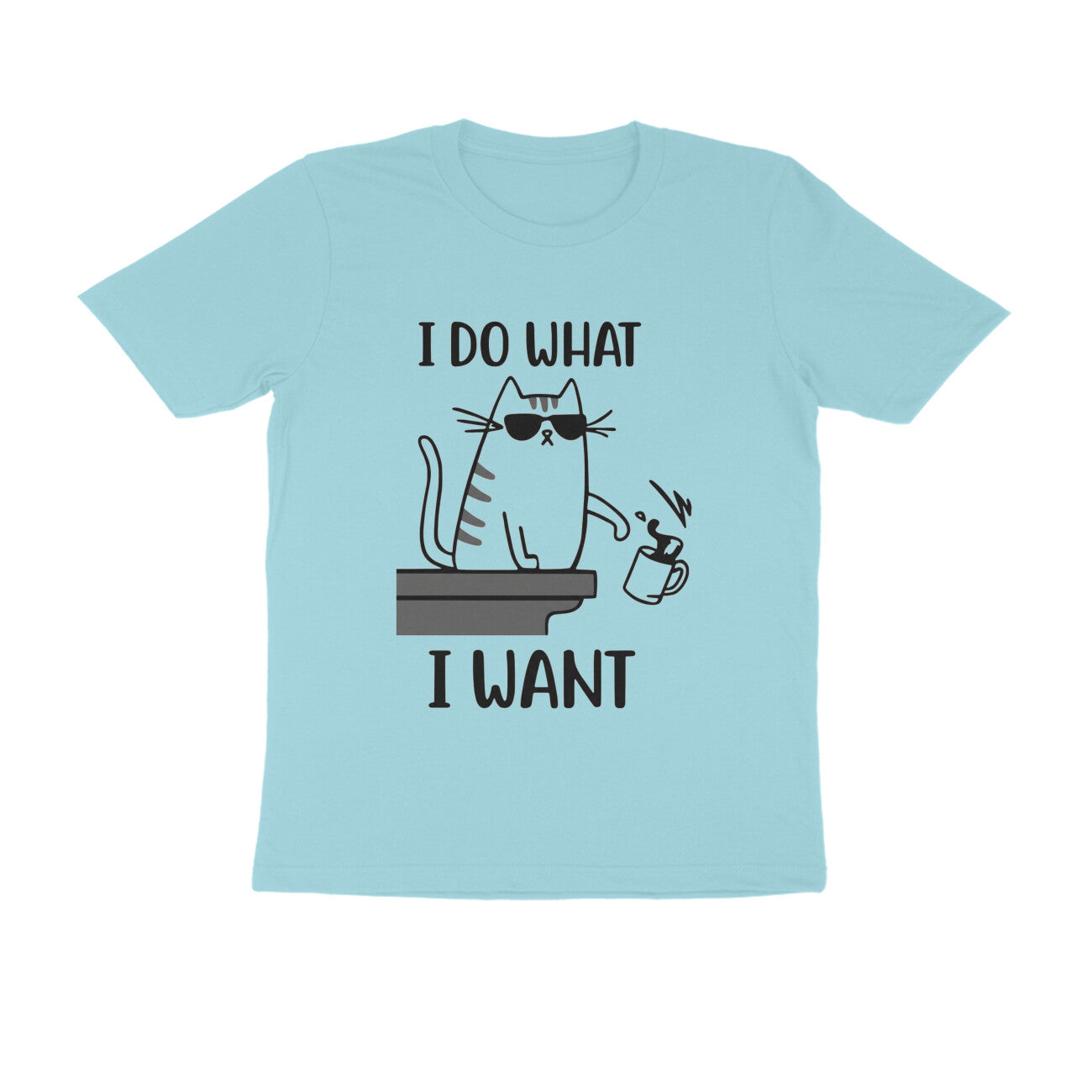 Surf Blue "I Do What I Want" Funny Cat Men's T-Shirt Tshirt