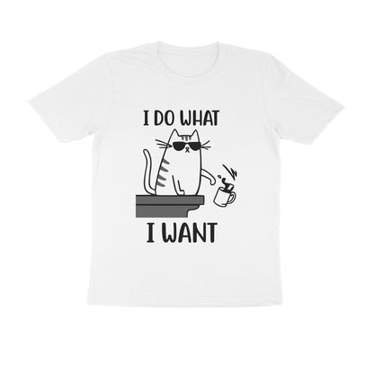 White "I Do What I Want" Funny Cat Men's T-Shirt Tshirt