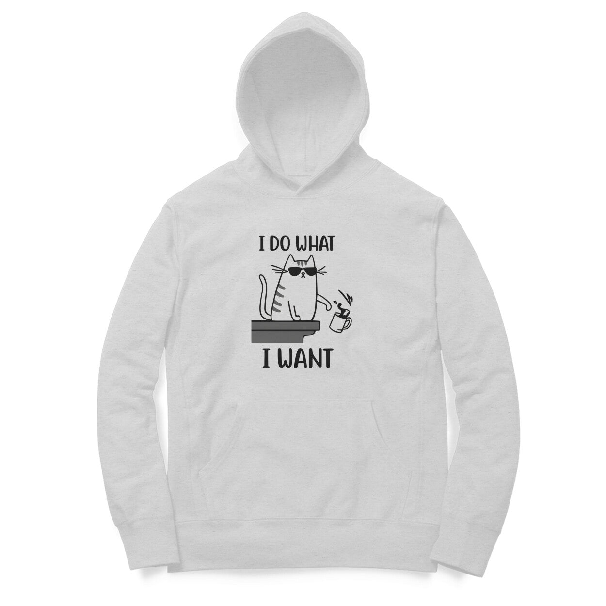 Melange Grey Funny Cat Dad Hoodie - "I Do What I Want" Hoodies