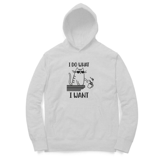 Melange Grey Funny Cat Dad Hoodie - "I Do What I Want" Hoodies