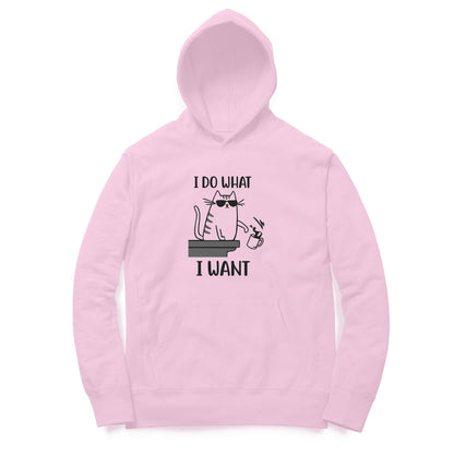 Light Pink Funny Cat Dad Hoodie - "I Do What I Want" Hoodies